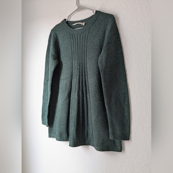 Soft Surroundings Evergreen Cable Knit Wool Blend Crewneck Sweater - Picture 4 of 11